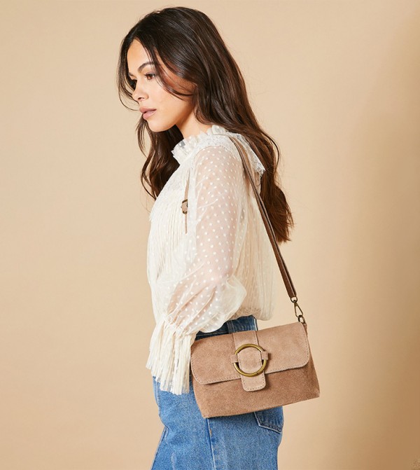 Azuriel Suede Ring Detail Shoulder Bag