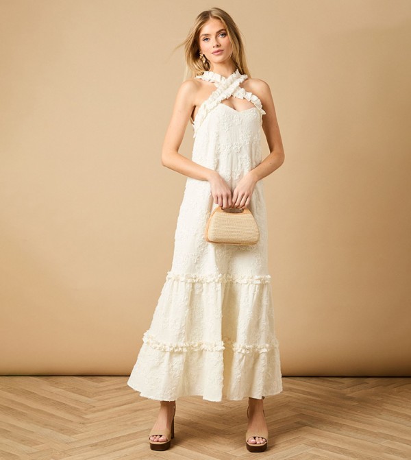 Floral Ruffle Detail Tiered Maxi Dress