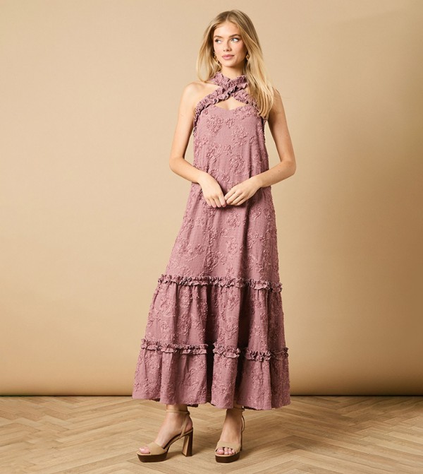 Floral Ruffle Detail Tiered Maxi Dress