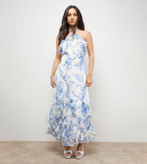 Printed Halterneck Maxi Dress