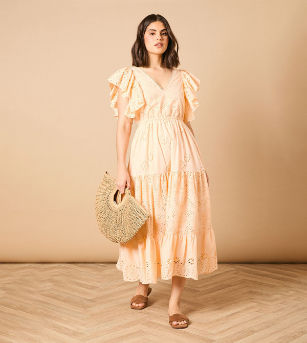 Broderie Angel Sleeves Maxi Dress