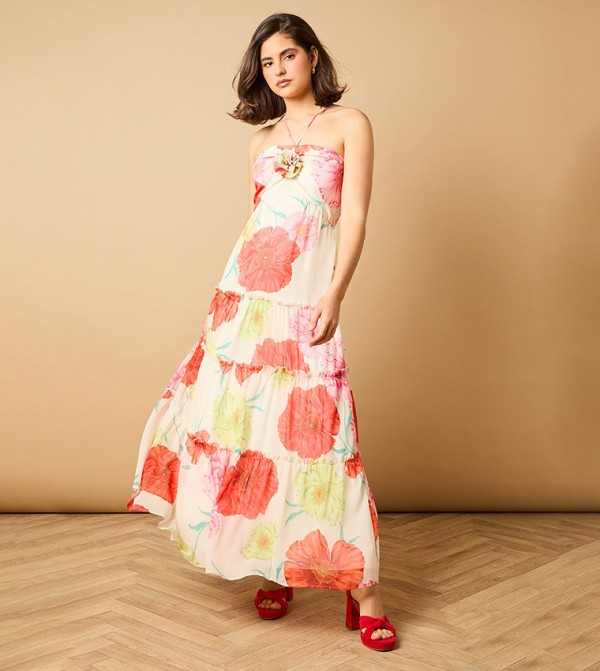 Floral Halterneck Maxi Dress
