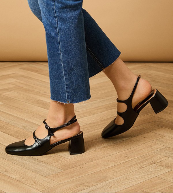 Imorina Faux Leather Double Mary Jane Pumps