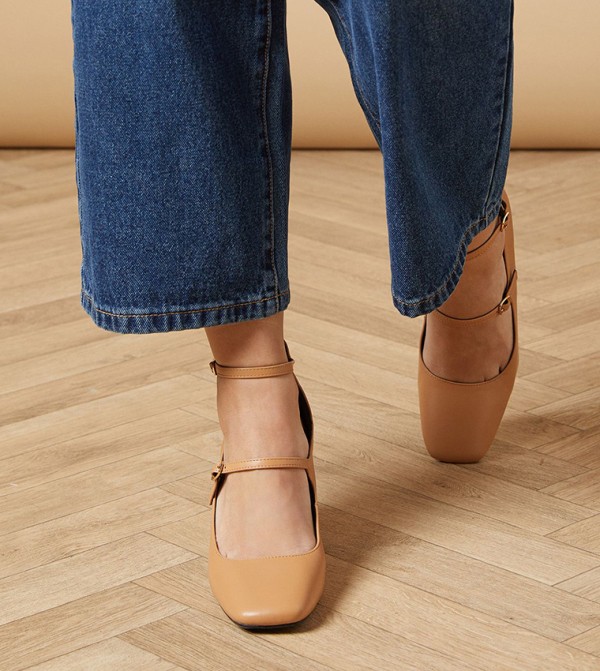 Lysiana Faux Leather Mary Jane High Block Heel Shoes