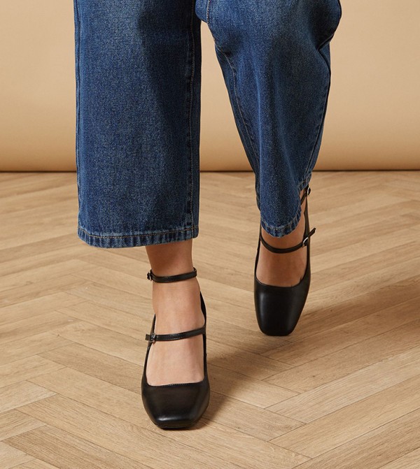 Lysiana Faux Leather Mary Jane High Block Heel Shoes