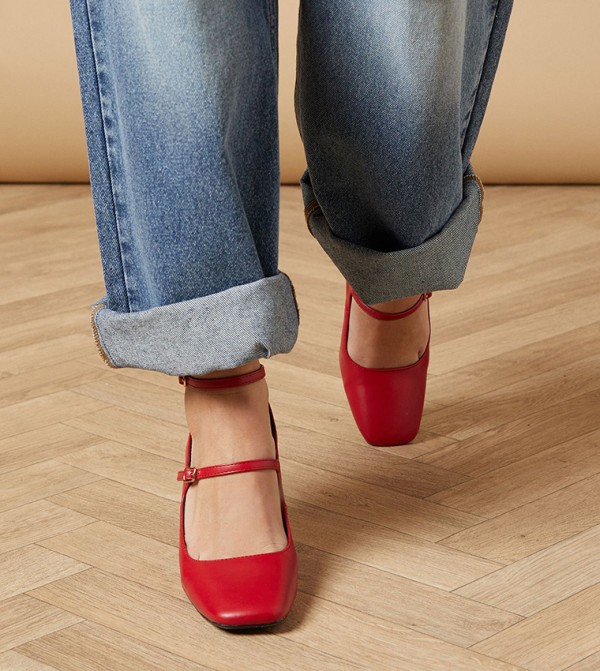 Lysiana Faux Leather Mary Jane High Block Heel Shoes