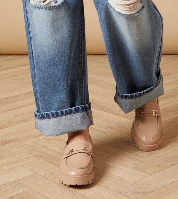 Zerrith Faux Leather Snaffle Detail Chunky Loafers
