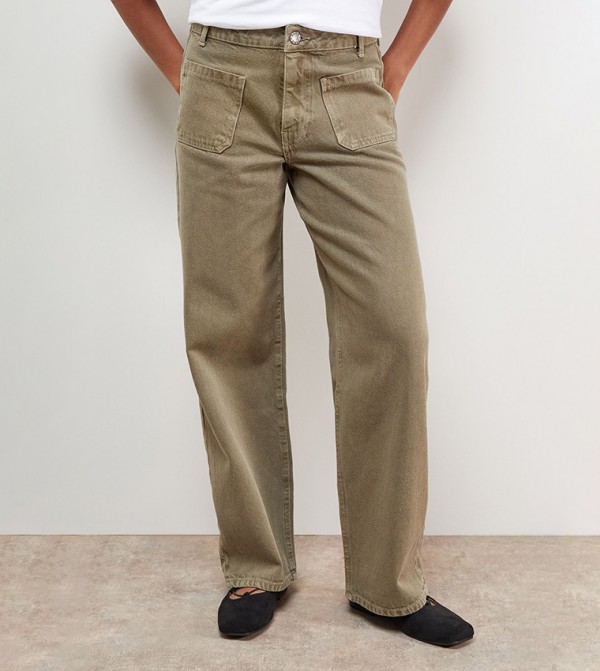 Pocket Detail Straight Fit Jeans