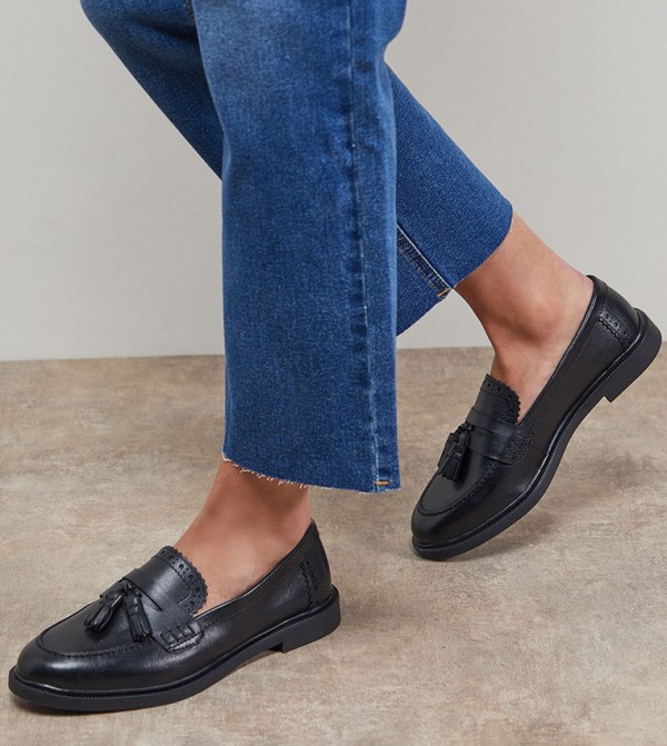 Bunny Leather Brogue Detail Tassel Loafers