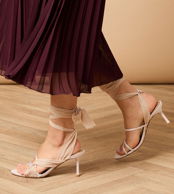 Veronelle Chiffon Ankle-Tie Heel Sandals