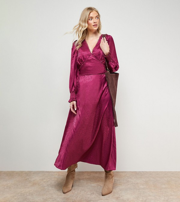 Jacquard Satin Midi Dress