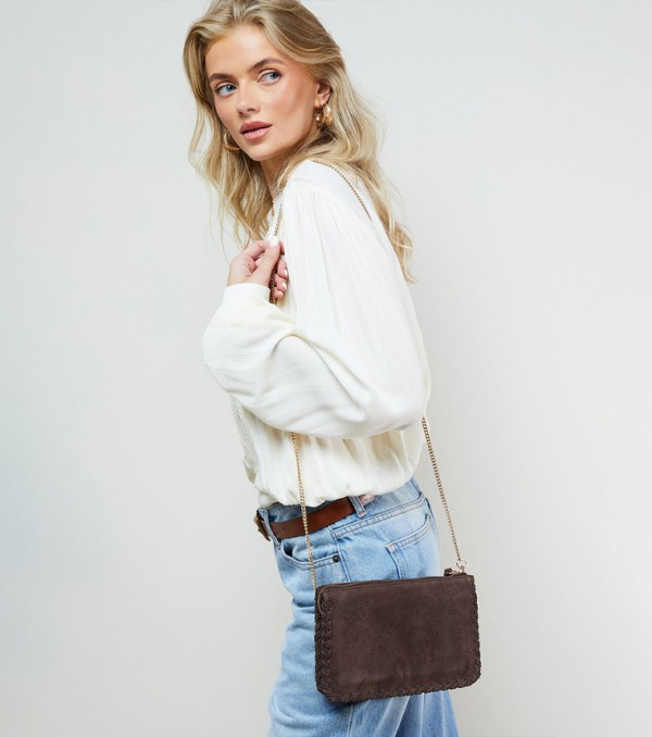 Libby Suede Whipstitch Detail Crossbody Bag