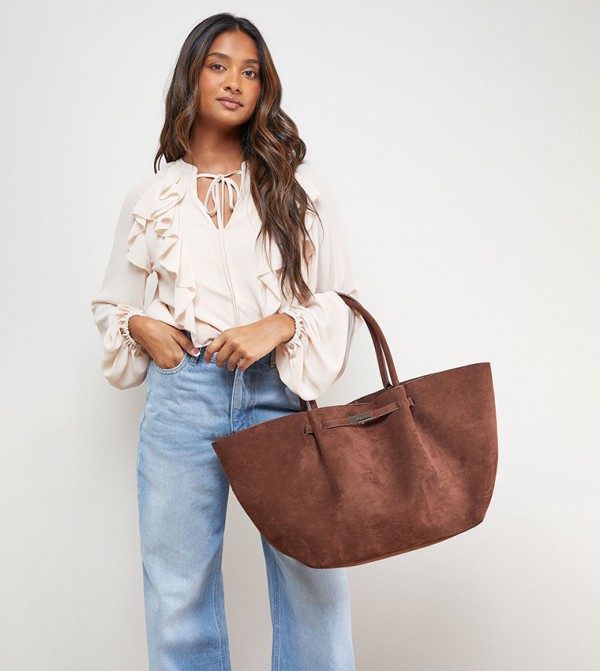 Topic Faux Suede Tote Bag