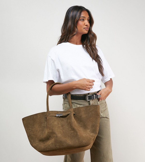 Topic Faux Suede Tote Bag