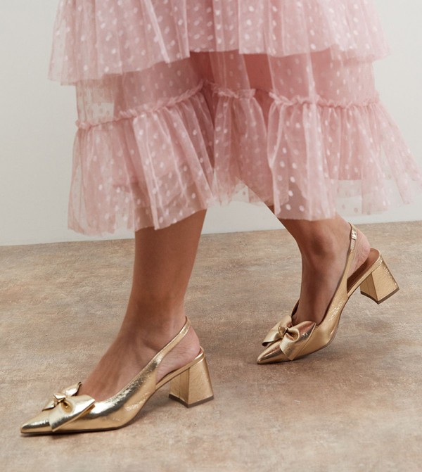 Seala Metallic Faux Leather Bow Slingback Pumps
