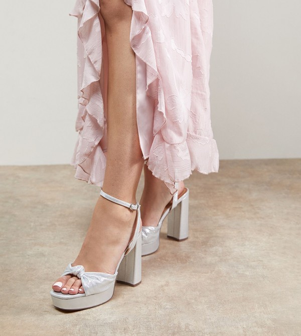 Melody Metallic Textile Knotted Platform Heel Sandals
