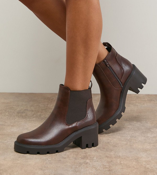 MONTY Faux Leather Chunky Chelsea Boots