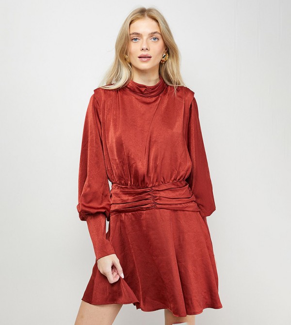 Volume Shoulder Western Mini Dress