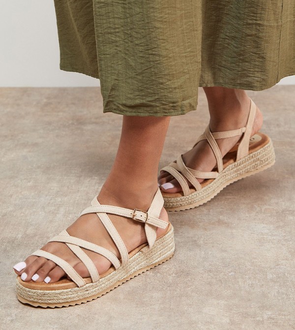 Kenza Faux Suede Strappy Espadrille Wedge Sandals