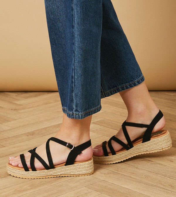 Kenza Faux Suede Strappy Espadrille Wedges
