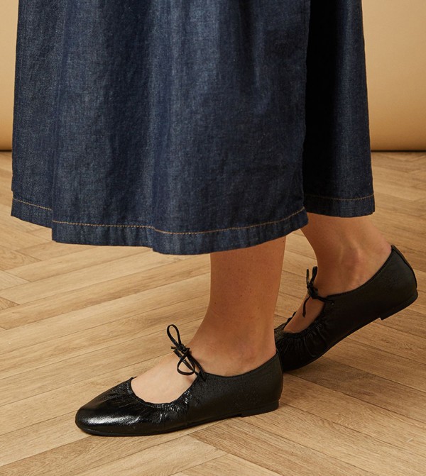 Elizabeth Faux Leather Lace Up Detail Mary Janes
