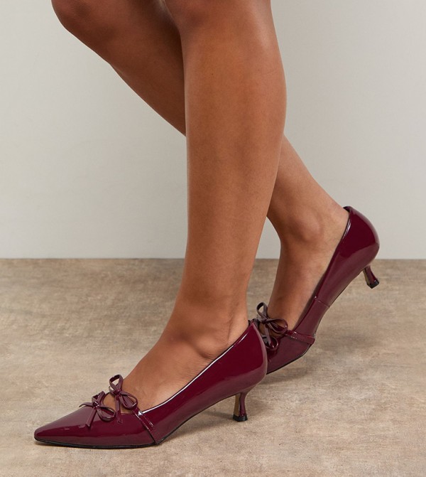 Rita Faux Patent Leather Double Bow Pumps