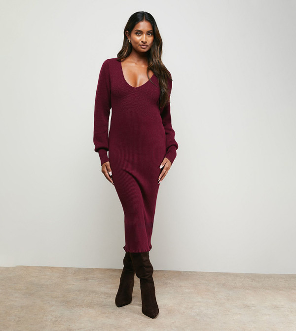 فستان ميدي محبوك 