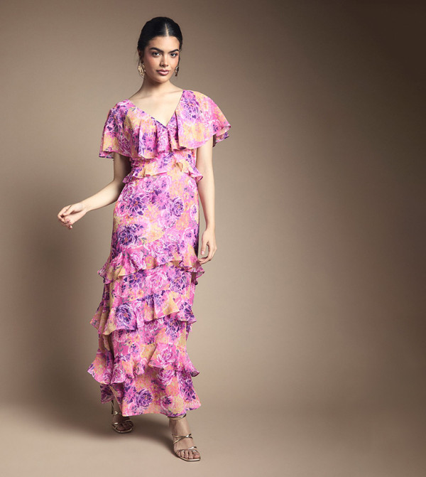 فستان ماكسي مكشكش 