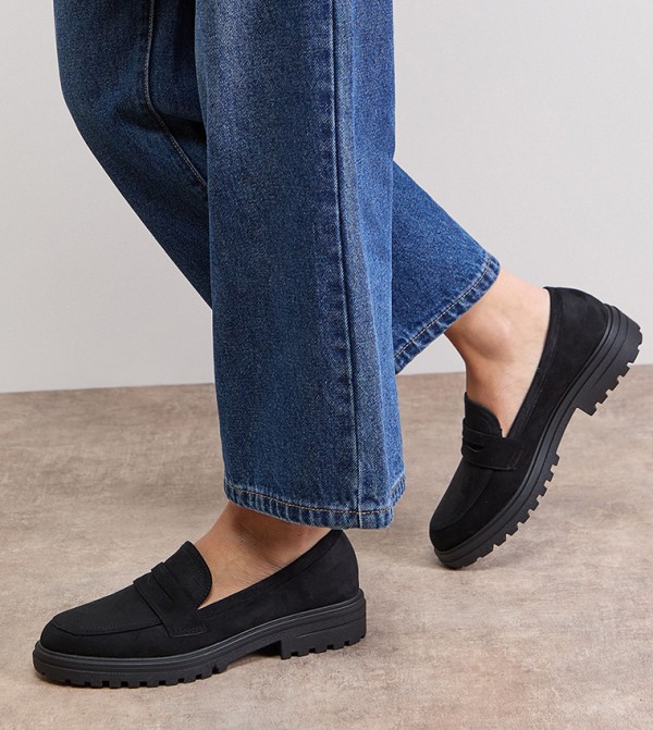 Kendra Faux Suede Chunky Penny Loafers