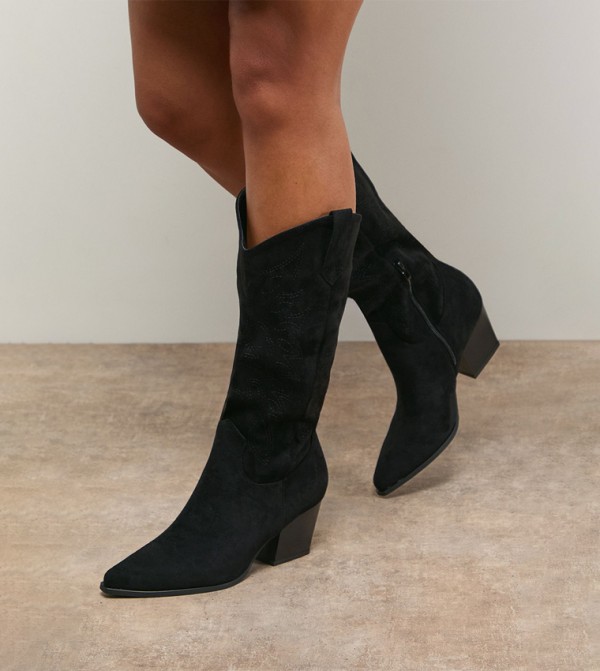 Kara Patterned Faux Leather Calf Boots