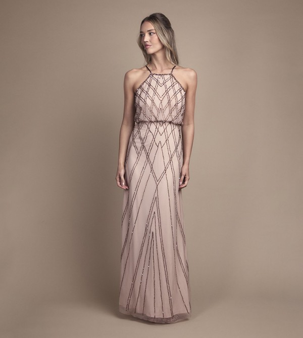 Sequined Sleeveless Maxi Bridesmaid Dress