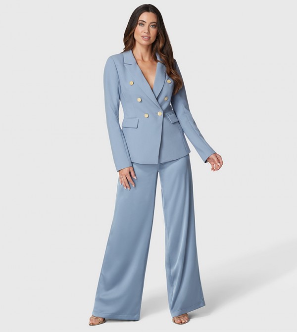 High Waist Ultra Wide Leg Satin Trousers
