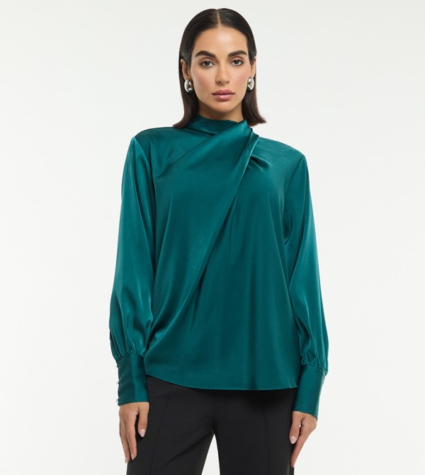 Solid Ruched Long Sleeves Top