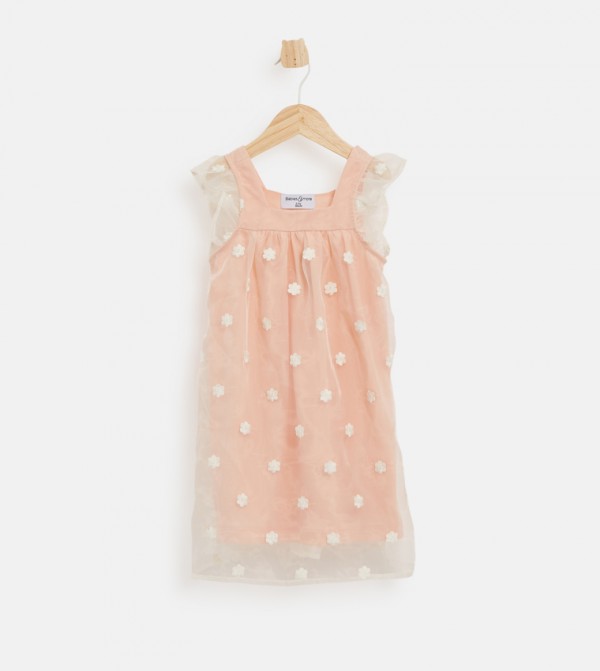 Embroidered Sleeveless Mesh Dress