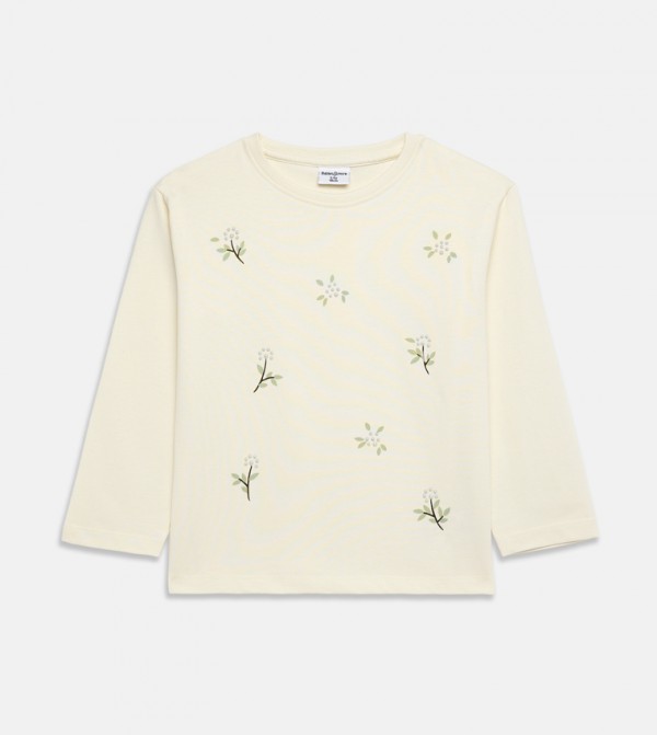 Pearl Embellished Long Sleeves T-Shirt