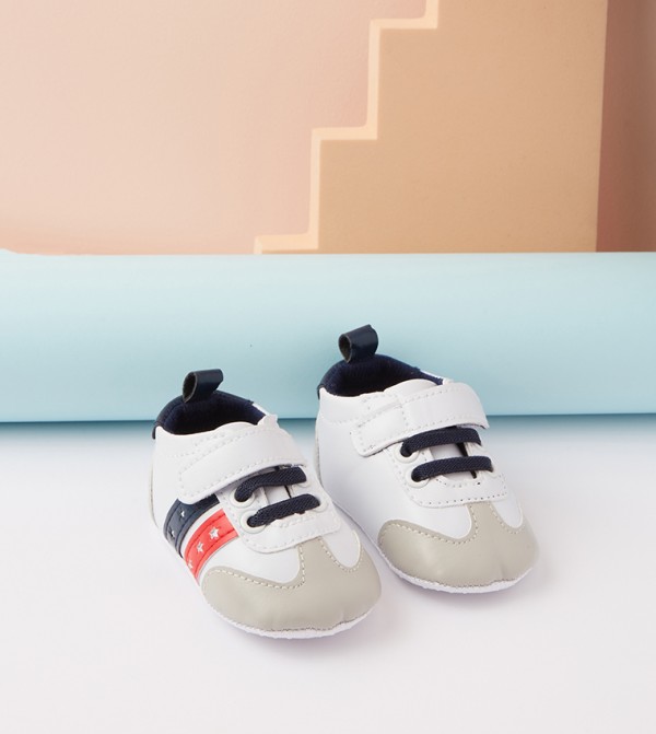 Color Block Soft Sole Velcro Shoes