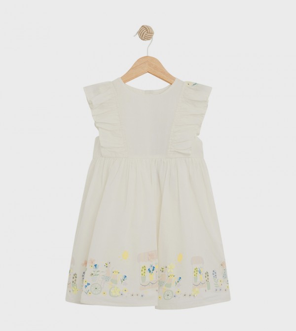 Printed Flutter Sleeves Dress