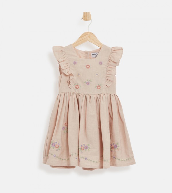 Embroidered Sleeveless Mesh Dress