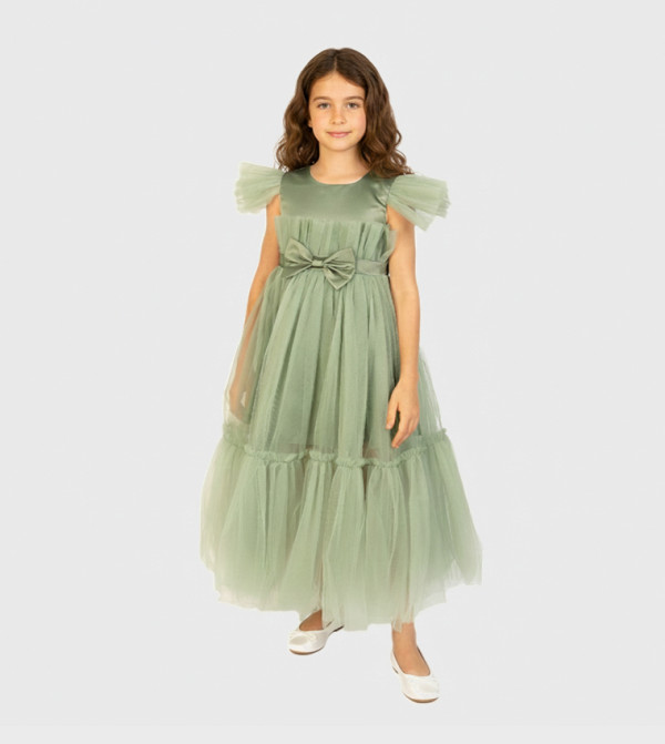 فستان ماكسي بقبة مستديرة 