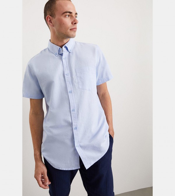 Light Blue Short Sleeves Oxford Shirt