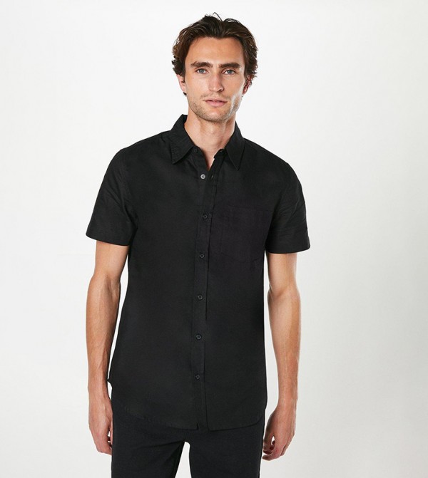Solid Shorts Sleeves Oxford Shirt