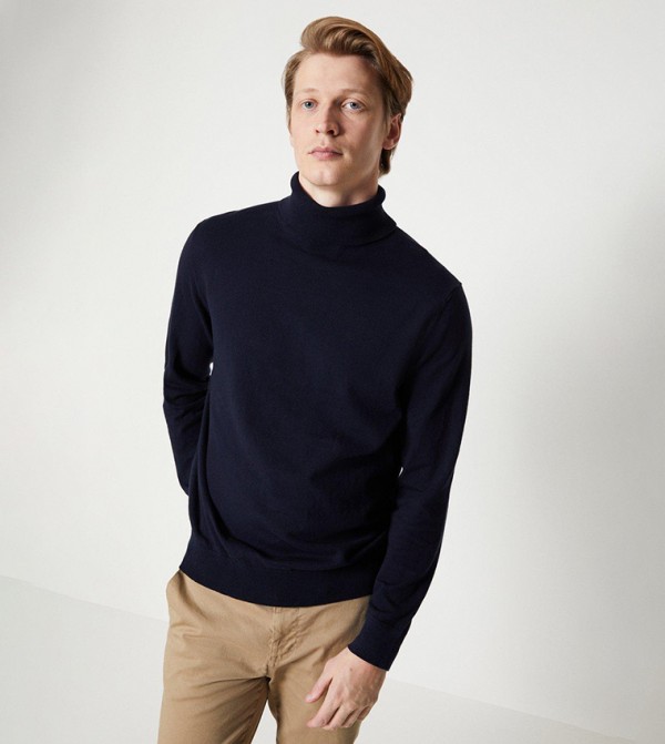 Buy Burton Cotton Rich Roll Neck Jumper In Navy 6thStreet Bahrain
