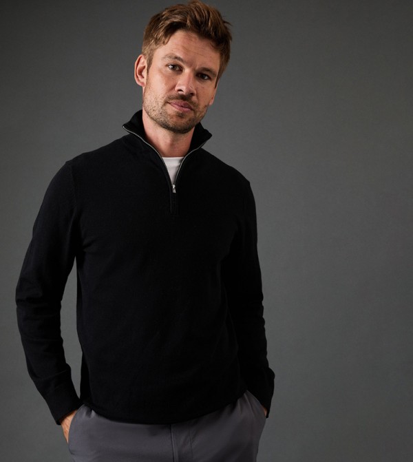 Half Zippered Long Sleeves Sweater