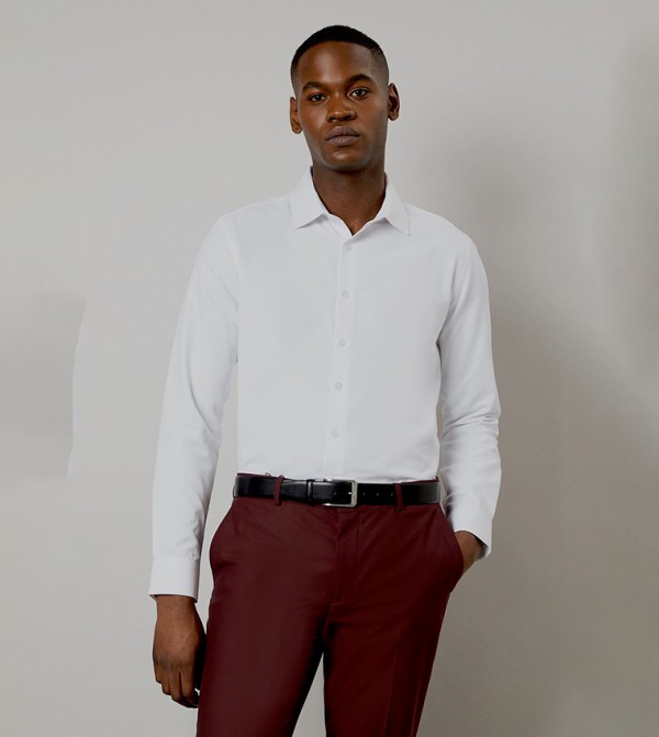 Easy Iron Cavalry Twill Slim Fit Long Sleeves Shirt
