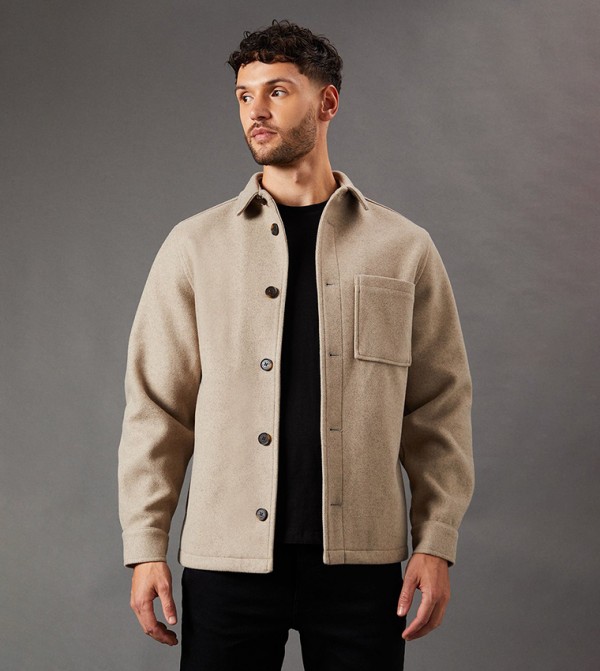 Wool Look Long Sleeves Jacket