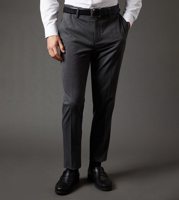 Solid Slim Fit Formal Trousers