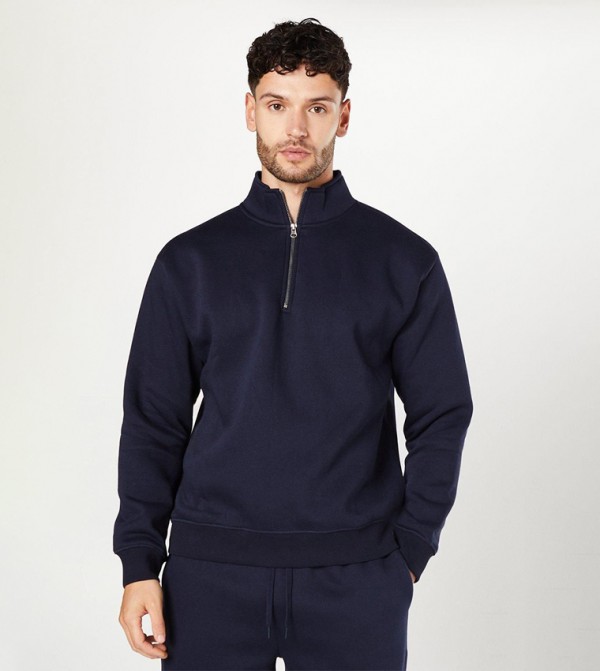 Half Zippered Long Sleeves Sweatshirt