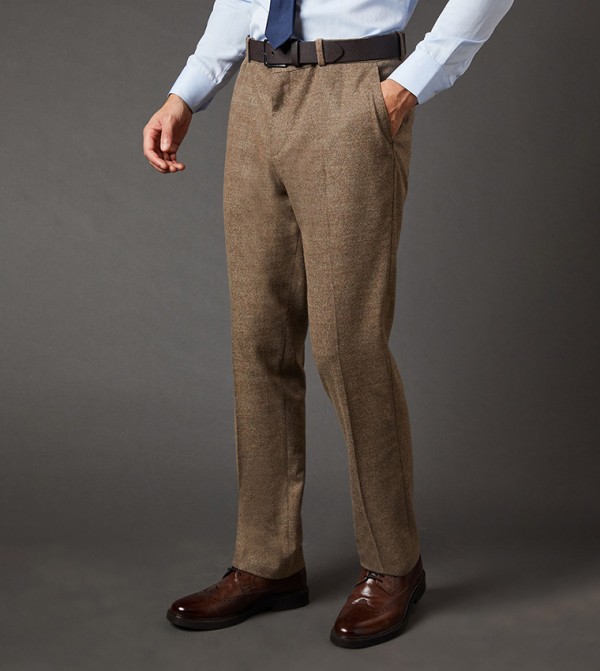 Tweed Look Tailored Fit Formal Trousers