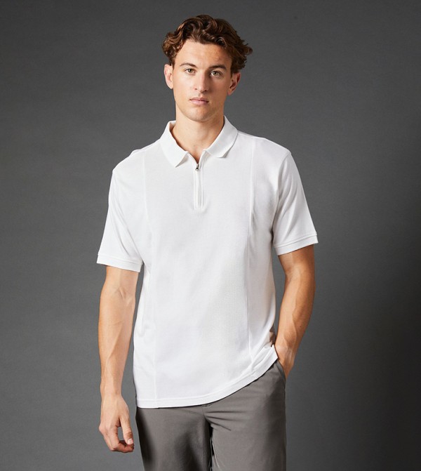 Front Panel Zip Detail Polo T-Shirt