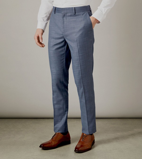 Solid Slim Fit Formal Trousers